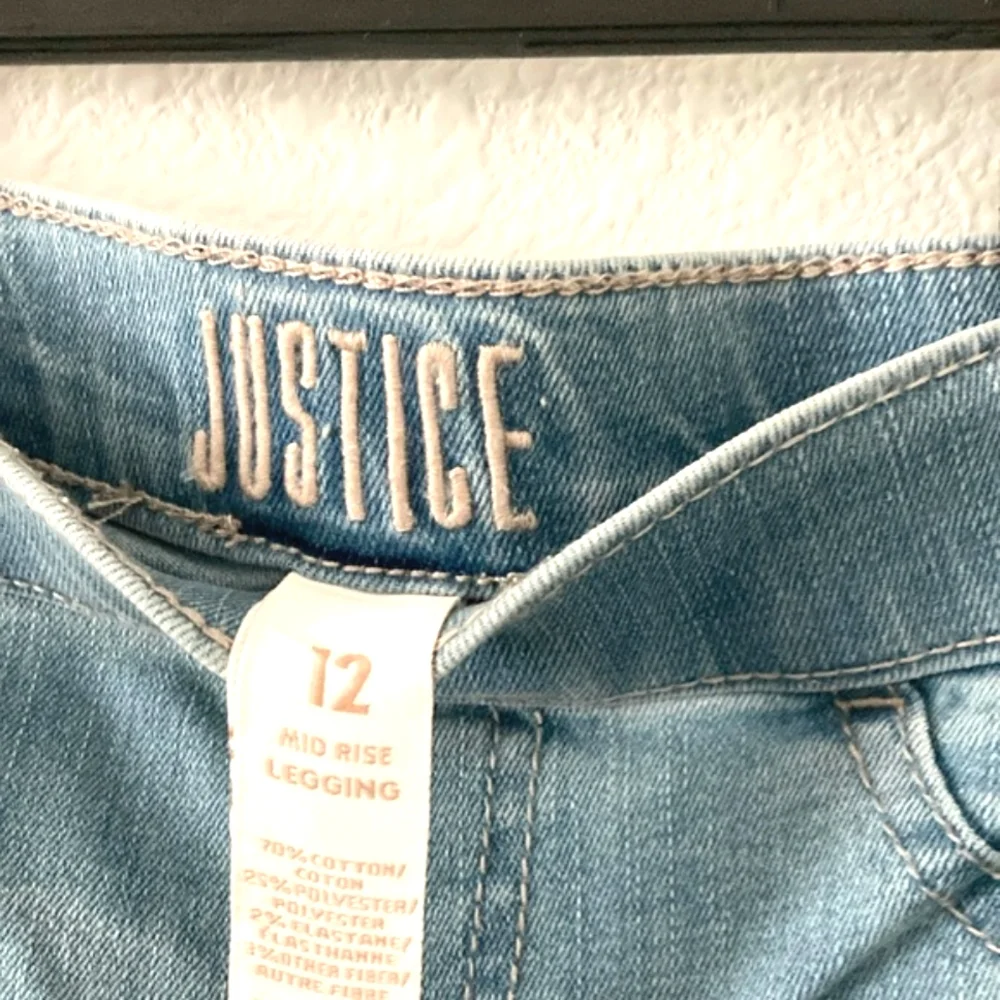 Justice Light Blue Distressed Girls Cropped Jeans